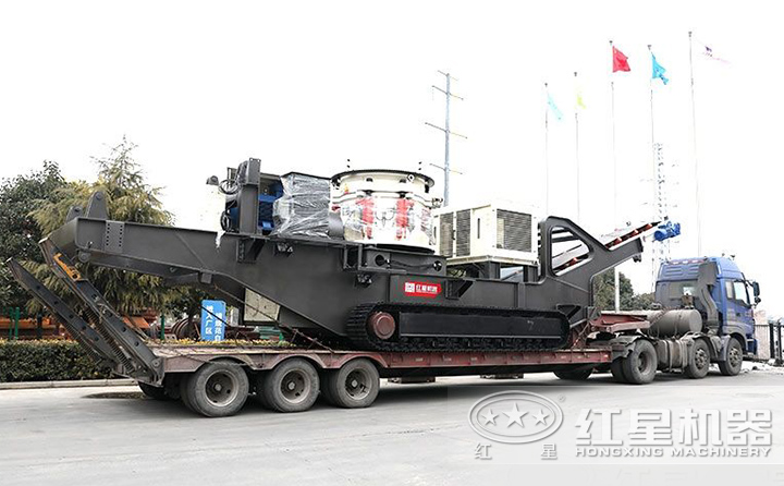 履帶移動建筑垃圾圓錐破+篩分一體機